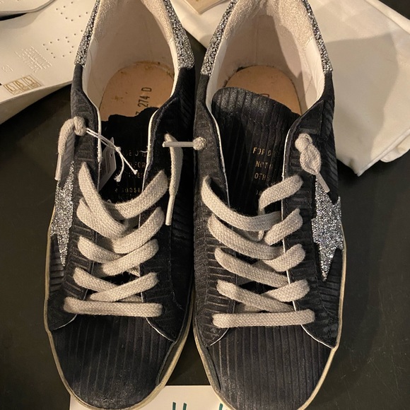 NWT GOLDEN GOOSE SIZE 37 SWAROVSKI SUPER STARS BLACK SUEDE CORD NEVER WORN - Picture 2 of 9